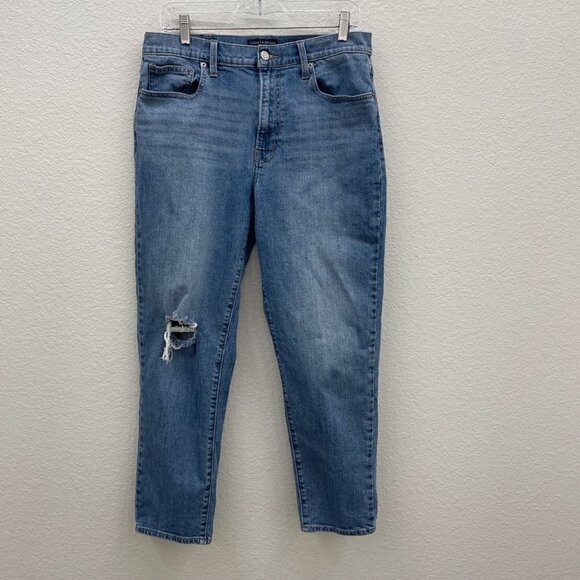Lucky Brand Ankle High Rise Mom Drew Denim Distressed Blue Jeans Womens 10/30 - Picture 1 of 10